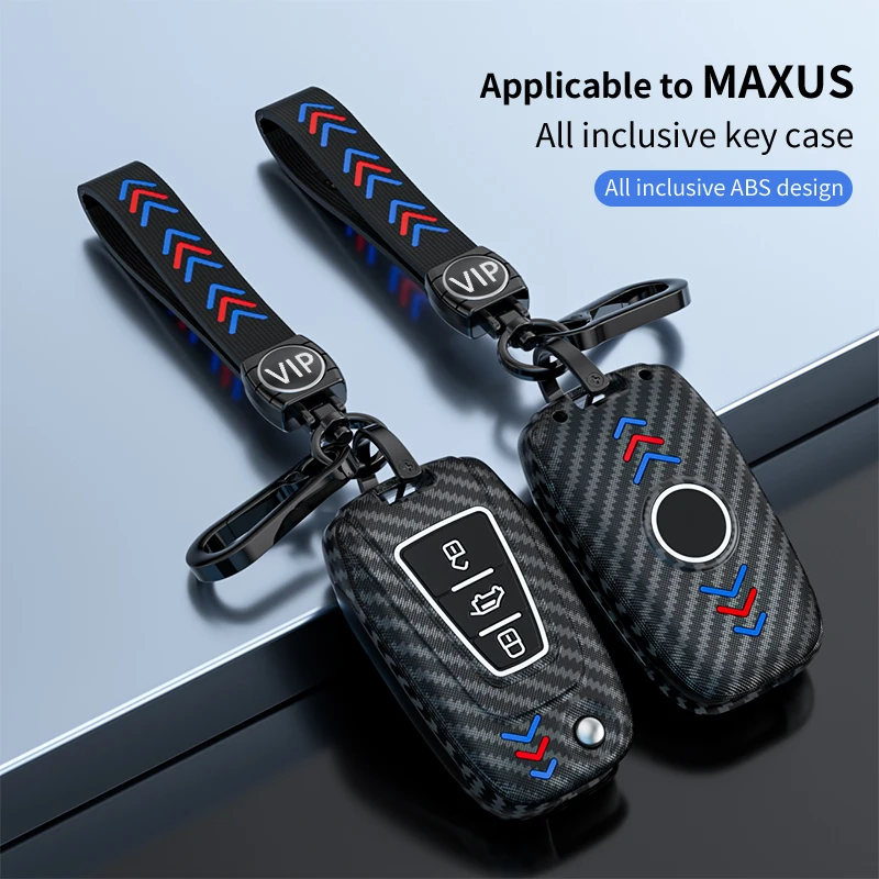 1PCS3Buttons ABS Car Fob Key Cover Case for For Maxus V80 RKE Remote Key Accessories With Keychain Silicone Gel Shell Holder Set