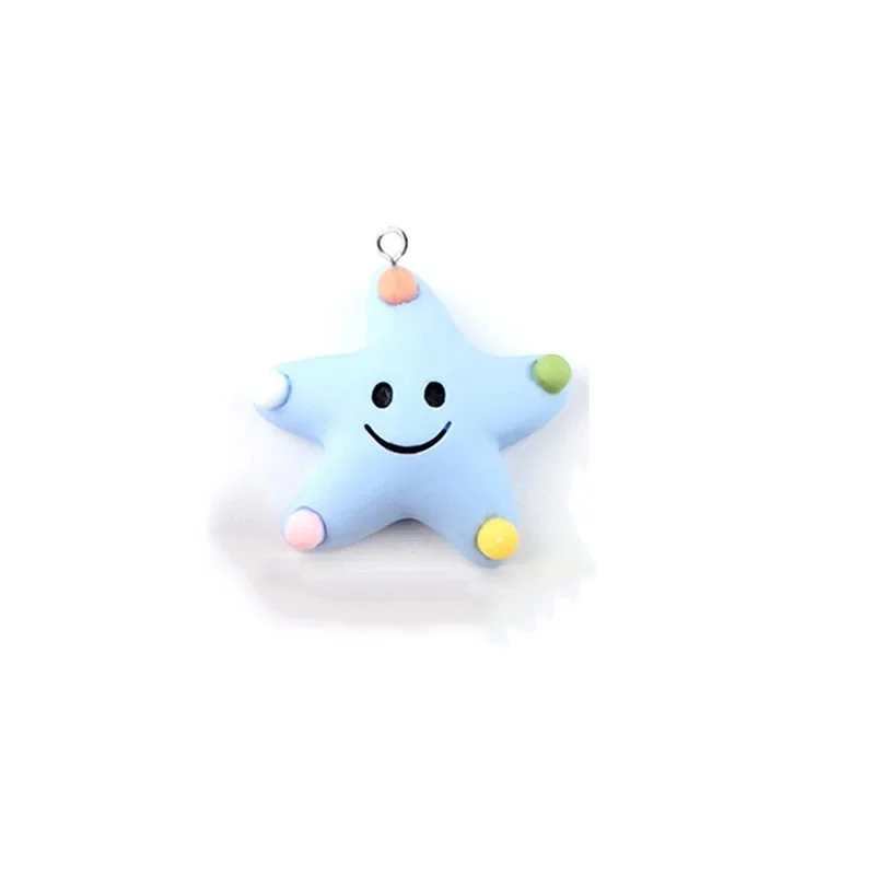 10Pcs Cute Floating Resin Charms, Colorful Smiling Face Star Starfish Pendants, Korea New Design for DIY Earring Handmade