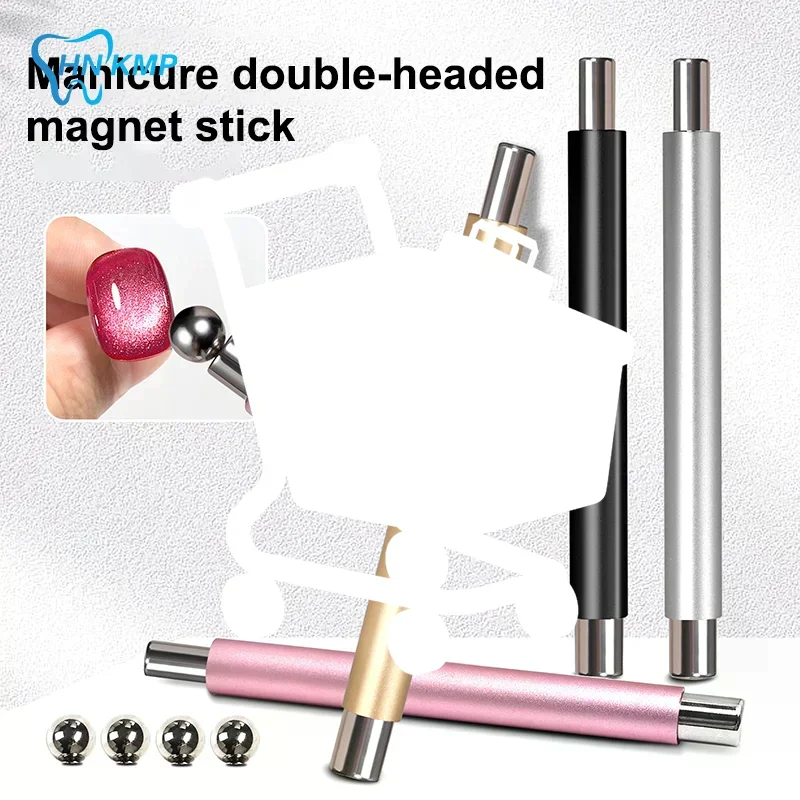 Nail art Magnetische Stick Cat Eye Magnetische Kugel Aluminium Griff Zylindrische UV Gel Magnet Werkzeuge Doppel Ende Nagel Design Werkzeuge