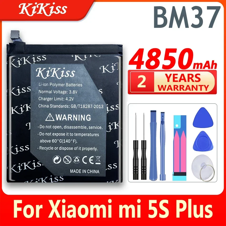 

KiKiss High Capacity 4850mAh Mobile Phone Replacement Battery BM 37 BM37 BM-37 for Xiaomi Mi 5S Plus MI5S Plus