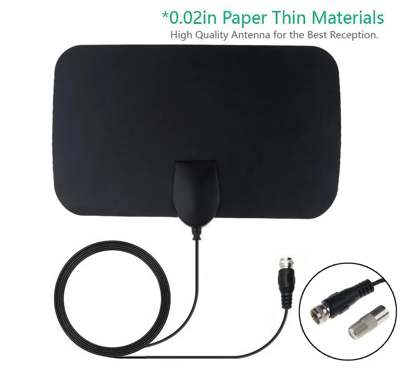 Antenne TV numérique 4K 150 Miles 1080P, amplificateur DVB-T, HD, plat, intérieur actif 25DBi, gain élevé pour boîtier TV VHF UHF, réglage plat