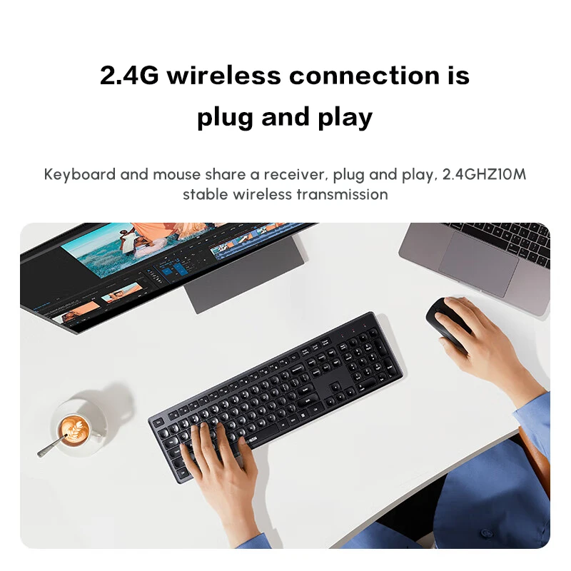 Windows용 UGREEN MK007 무선 키보드(마우스 포함), 2.4GHz 무선, 풀사이즈