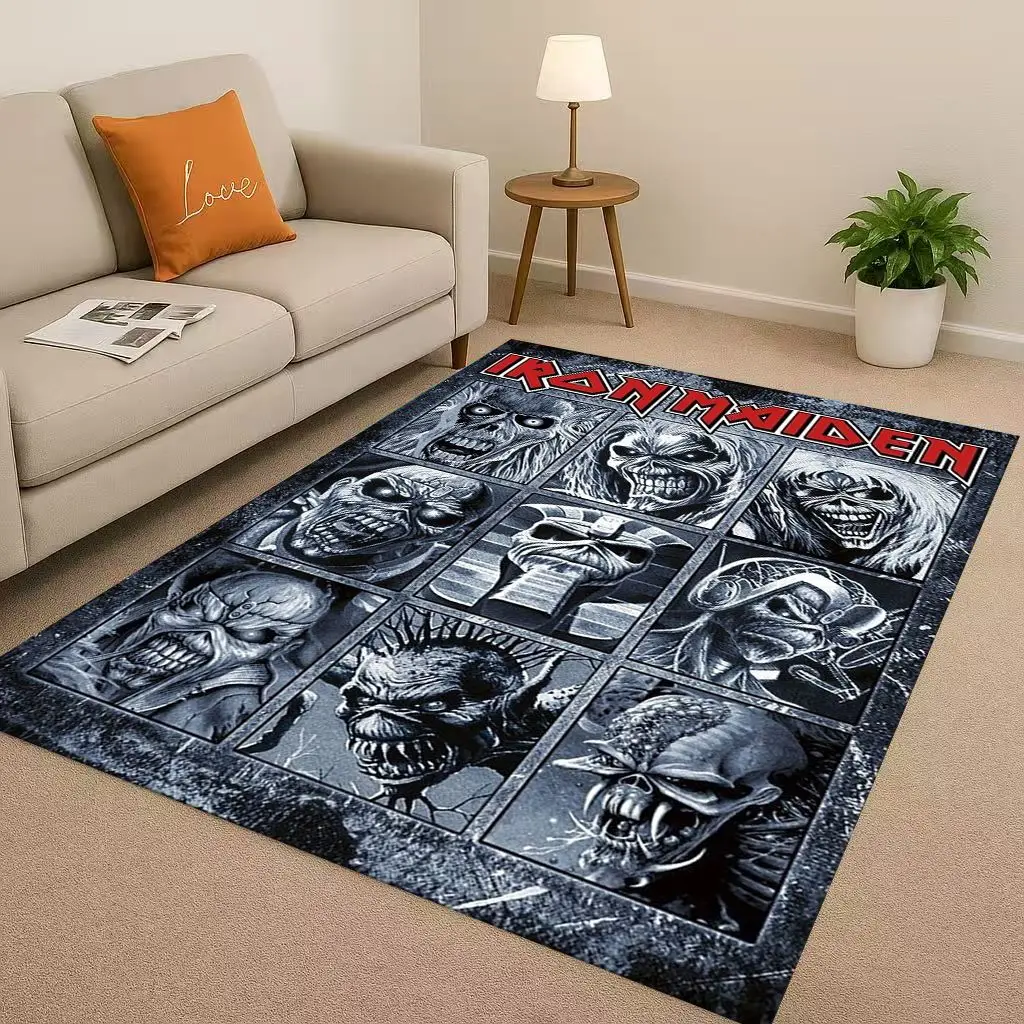 

3D I-Iron-M-Maidens Music Sign Living Room Non-Slip Area Rug Soft Carpet for Bedroom Playroom Sofa,Easy Clean Home Decor Doormat