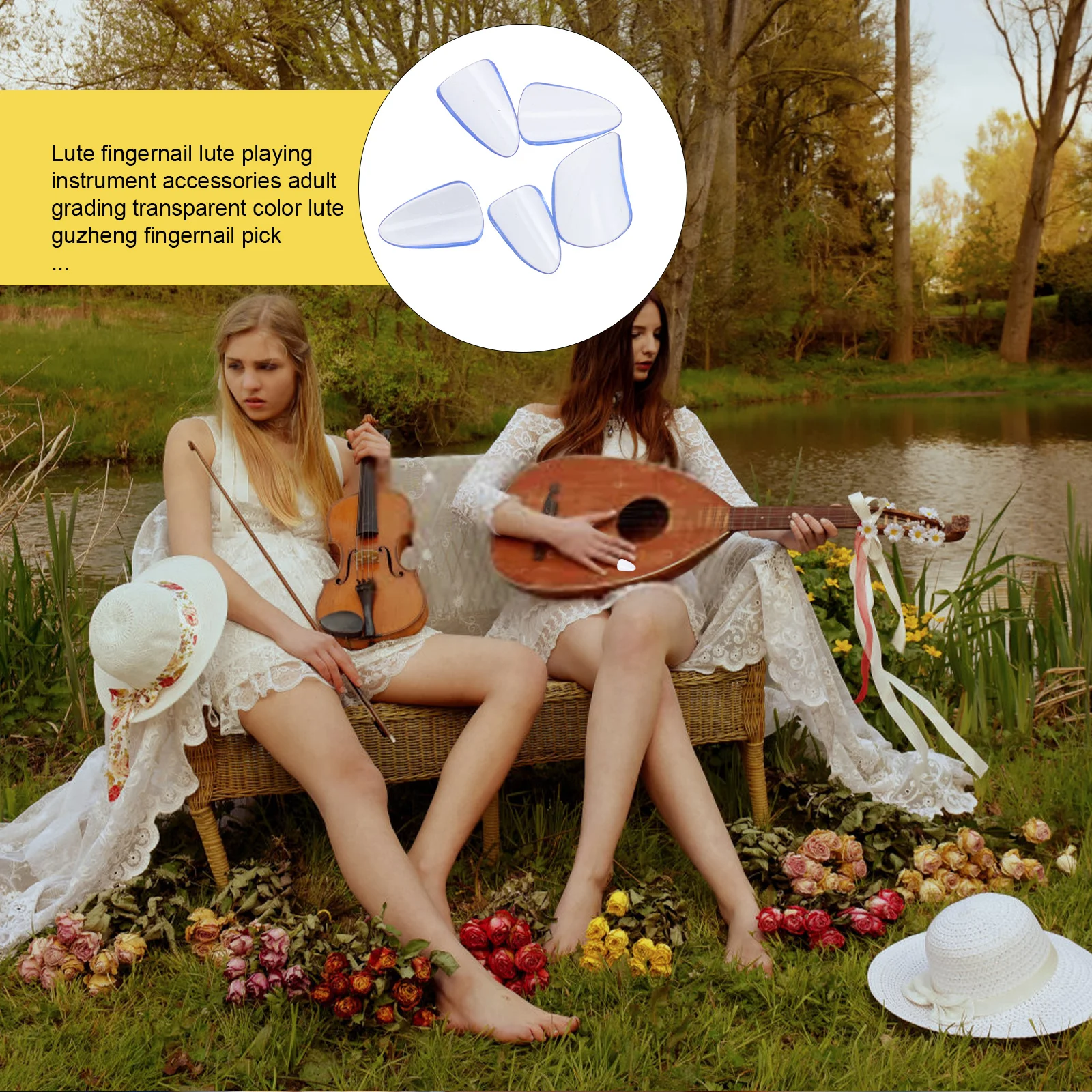 

5Pcs Pipa Finger Picks Premium Pc Professional Smooth Edge Finger Nail Protectors Pipa Accessories Guzheng Tools