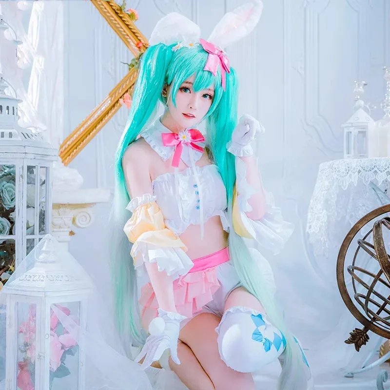 

Anime Miku Cosplay Costume Women Girl Cute Sexy Jumpsuit Bunny Girl Rabbit Ear Uniform Skirt Suit Halloween Christmas Costume