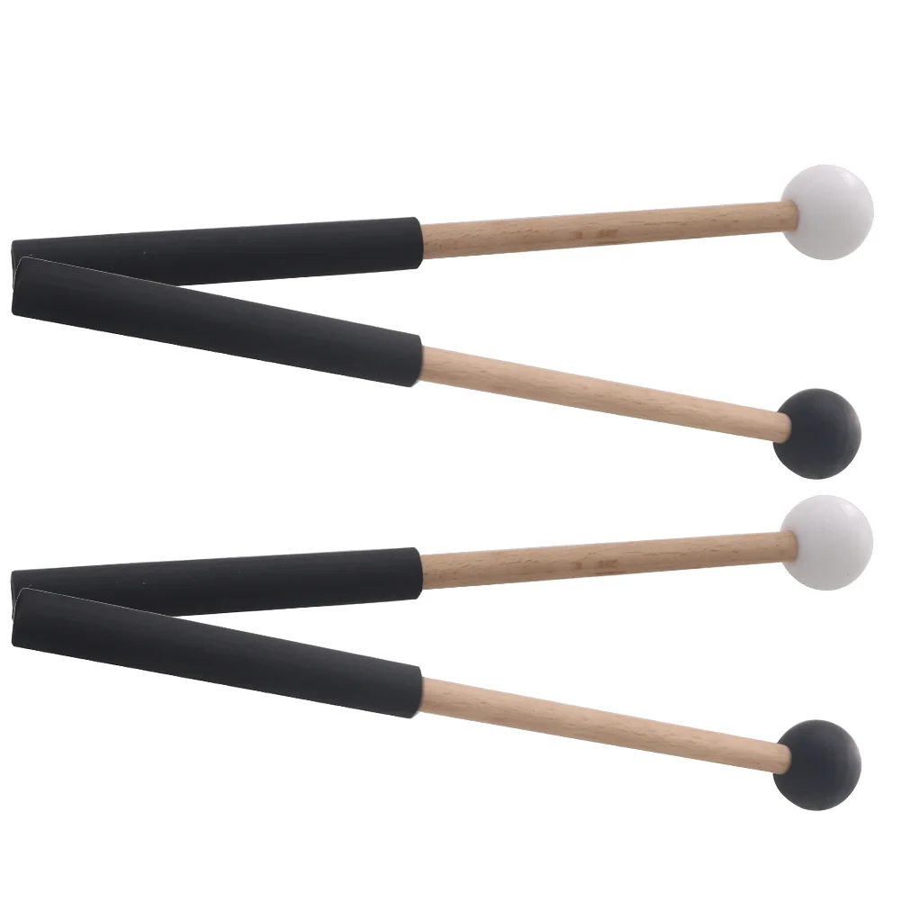 

2 Pairs Drumstick Musical Instrument Tongue Mallets Double Wooden Rubber Percussion Accessories Baby