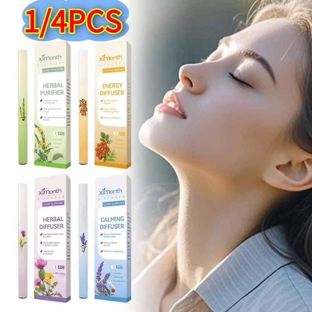 Aspirador Nasal de limpieza pulmonar para dejar de fumar, pluma de difusión de melatonina para mejorar el sueño, juego de difusor de mezcla de hierbas, 1/4 Uds.