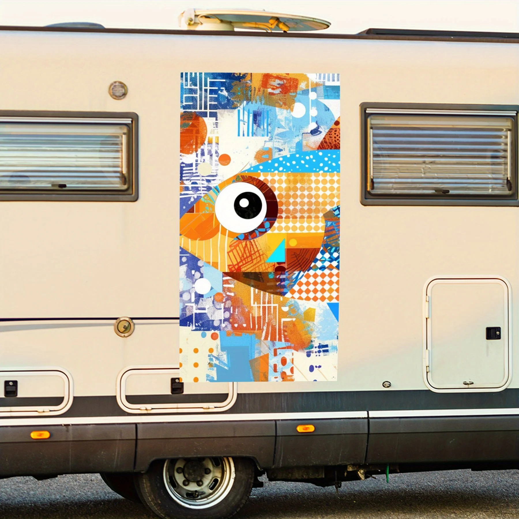 

Красочная мозаичная виниловая наклейка с рыбой для двери автомобиля на колесах, водонепроницаемые самоклеящиеся виниловые наклейки, украшение для защиты автомобиля