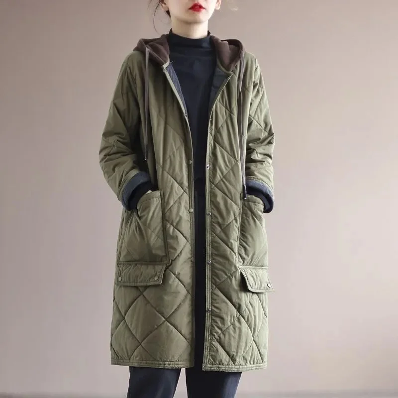 2024 New Winter Puffer Coats Hooded Womens Clothing Jackets Casual Parkas Loose Padded Cotton Thicken Warm Overcoats Windproof O