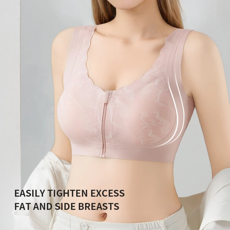 866 Post-Mastectomy Bra Front Zipper Wireless Comfortable Bra for Breast Cancer Surgery Recovery  Daily Wear New Style