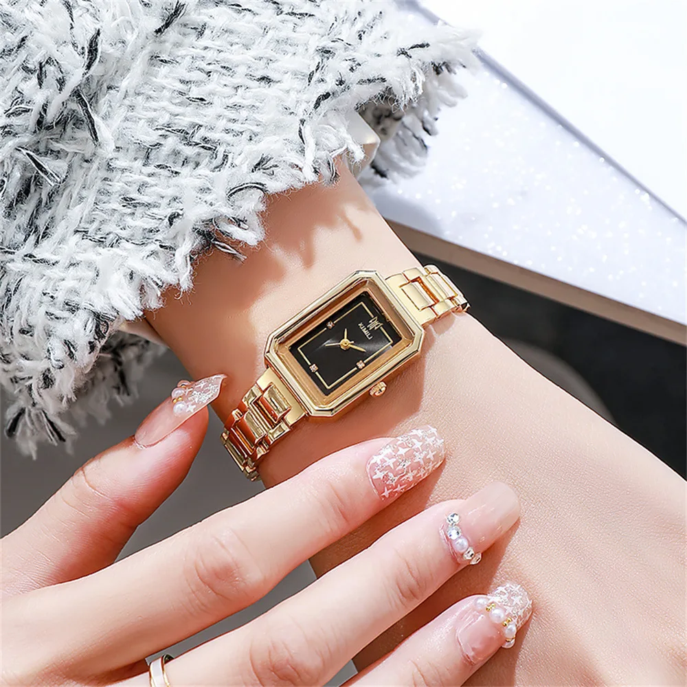 UTHAI New Women Watch Light Luxury Simple Square Stainless Steel Female Student Fashion Quartz Wristwatches