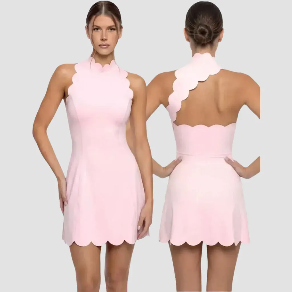 Sleeveless Pullover Lace Tennis Dress Slim Fit Sporty Jumpsuit Woman Tight With Chest Pad Women's Sportswear One-Piece Outfit