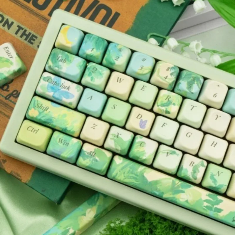 

Милые садовые колпачки для клавиш, вишневый профиль, материал из ПБТ, украшение для рабочего стола, подарки для мужчин, женщин, мальчиков и девочек, игра, периферийные устройства в стиле аниме