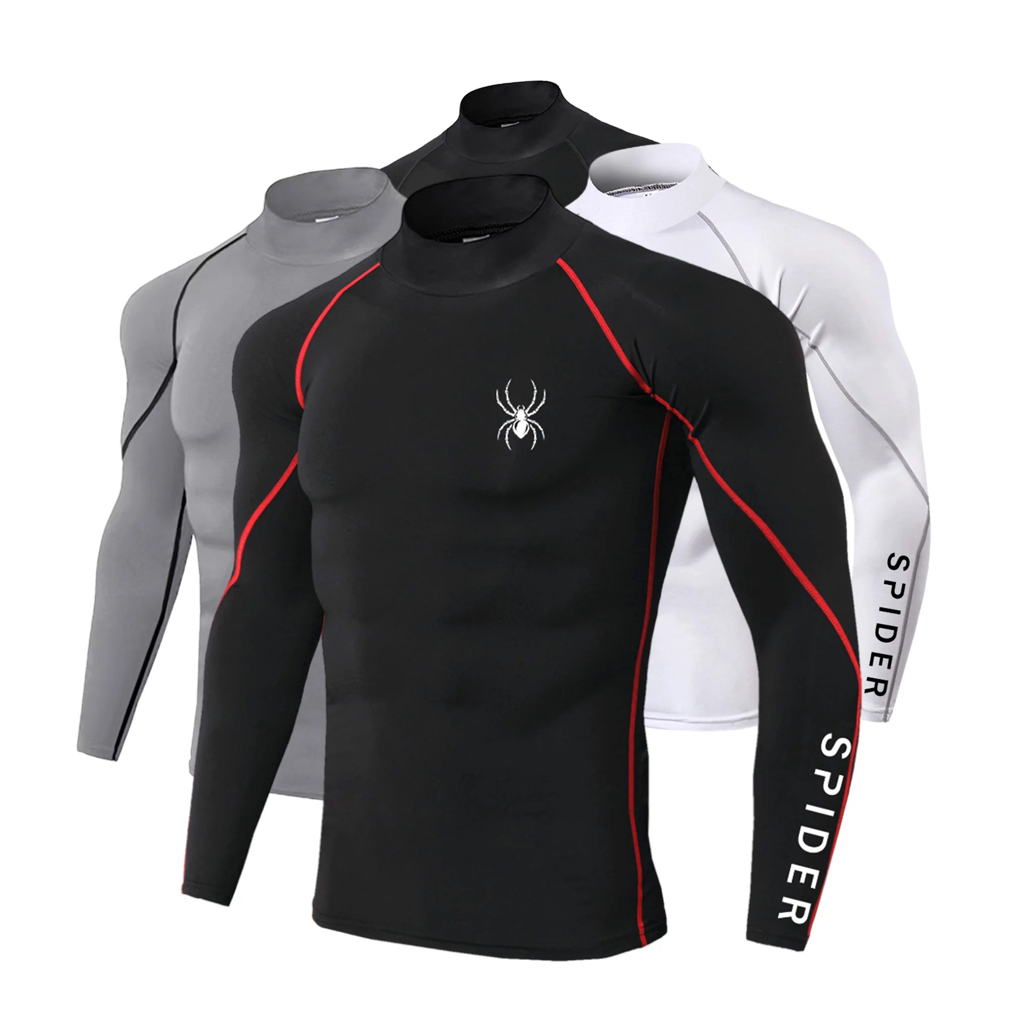 Men's Long Sleeve Compression Shirt Gym Fitness Athletic Undershirt Elastic Sport Running Tops