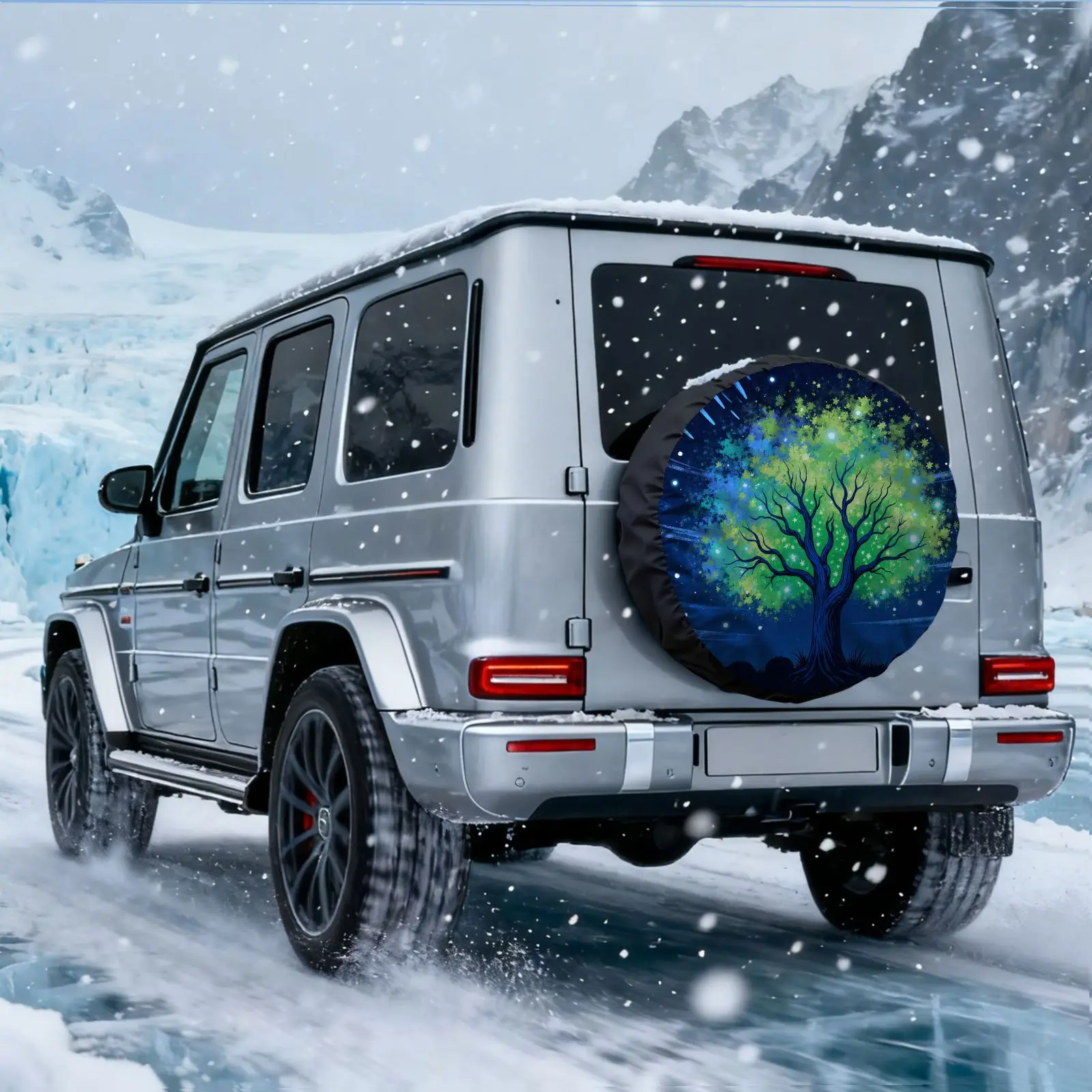 Magical Tree Life Tire Cover Polyester Spare Wheel Protector for SUV RV Truck Winter Driving