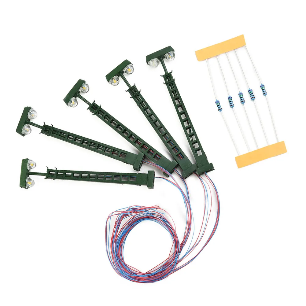 

5pcs 1:87 Model Railway Lights Lattice Mast Light Gauge N Light Layout Model Building 6463 Sandtable Decor With Series Resistors