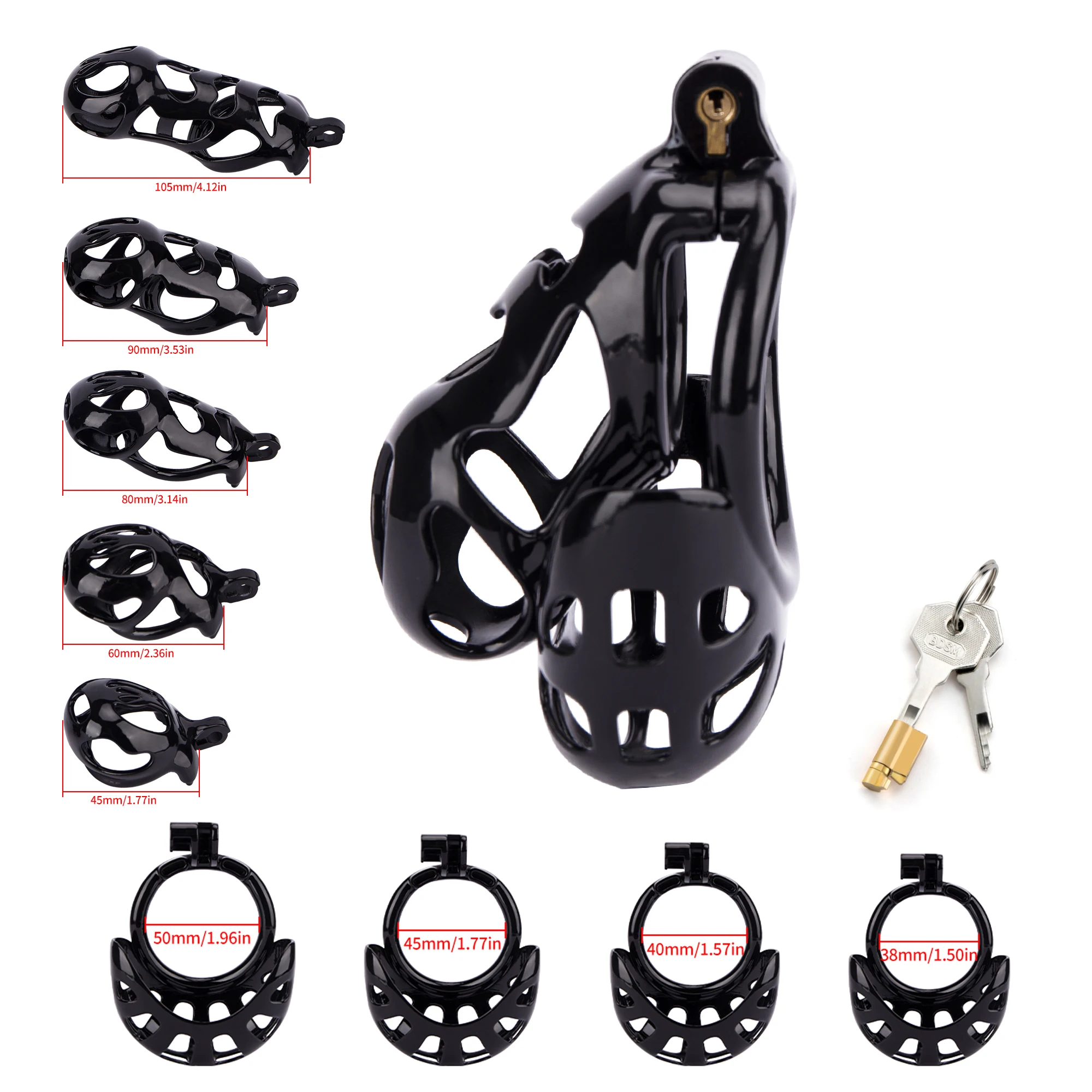 Male Lightweight Shell Ghosts Chastity Cage with 4 Rings Set Penis Restraints Cock Cage Husband Loyalty BDSM Sex Toys For Men