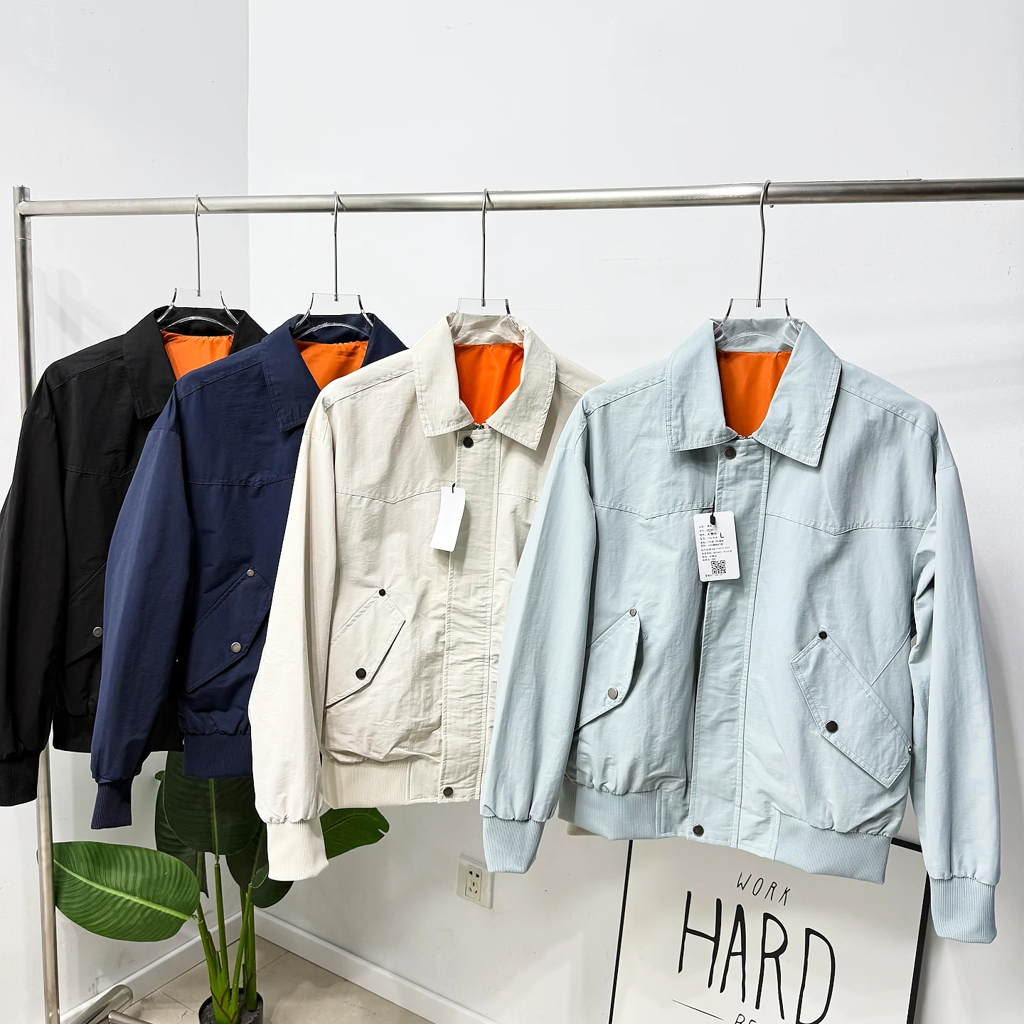 

Harrington Series Men's Faionable Collared Commuter Jaet New Spring 2026 Long Sve Cotton Nylon Zipper Closure