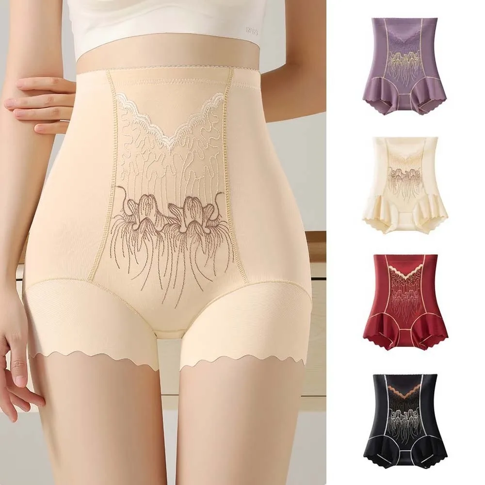 

High Waist Postpartum Body Shaper Shapewear Embroidery Flower Seamless Underpants Floral Panties Waist Trainer