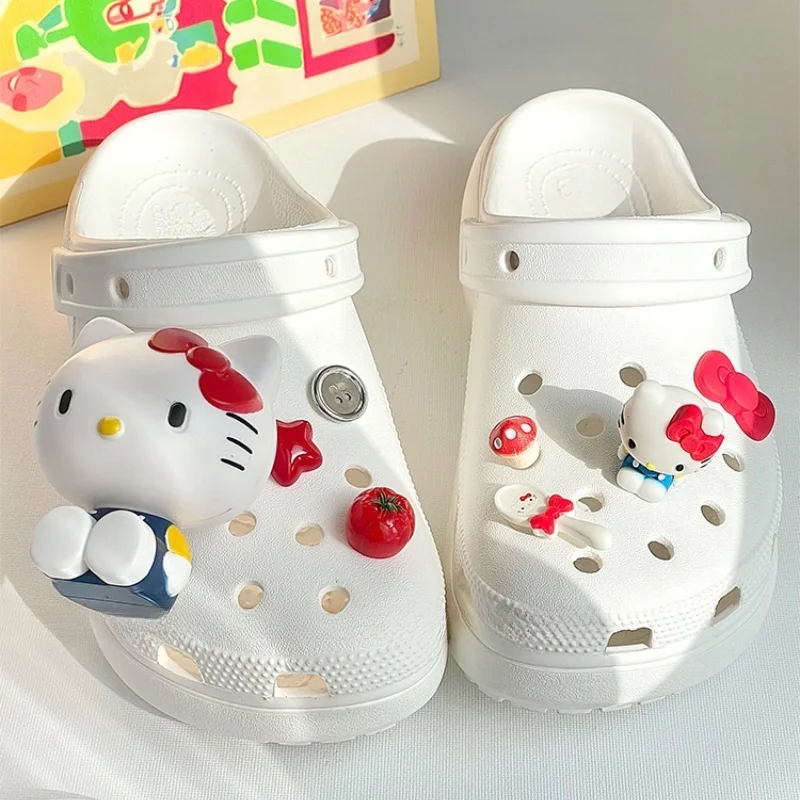 8PCS JIBBITZ Hello Kitty Shoe Charms Set Animal-Themed Shoe Accessories Perfect for Beach Shoes Decoration Xmas Gifts
