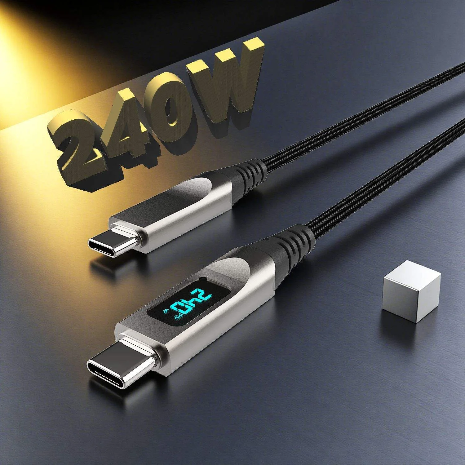 240W USB C to USB C Cable PD 3.1 Digital Display Fast Charging Cord 5A E-Marker Chip for iPhone Samsung Xiaomi Laptop