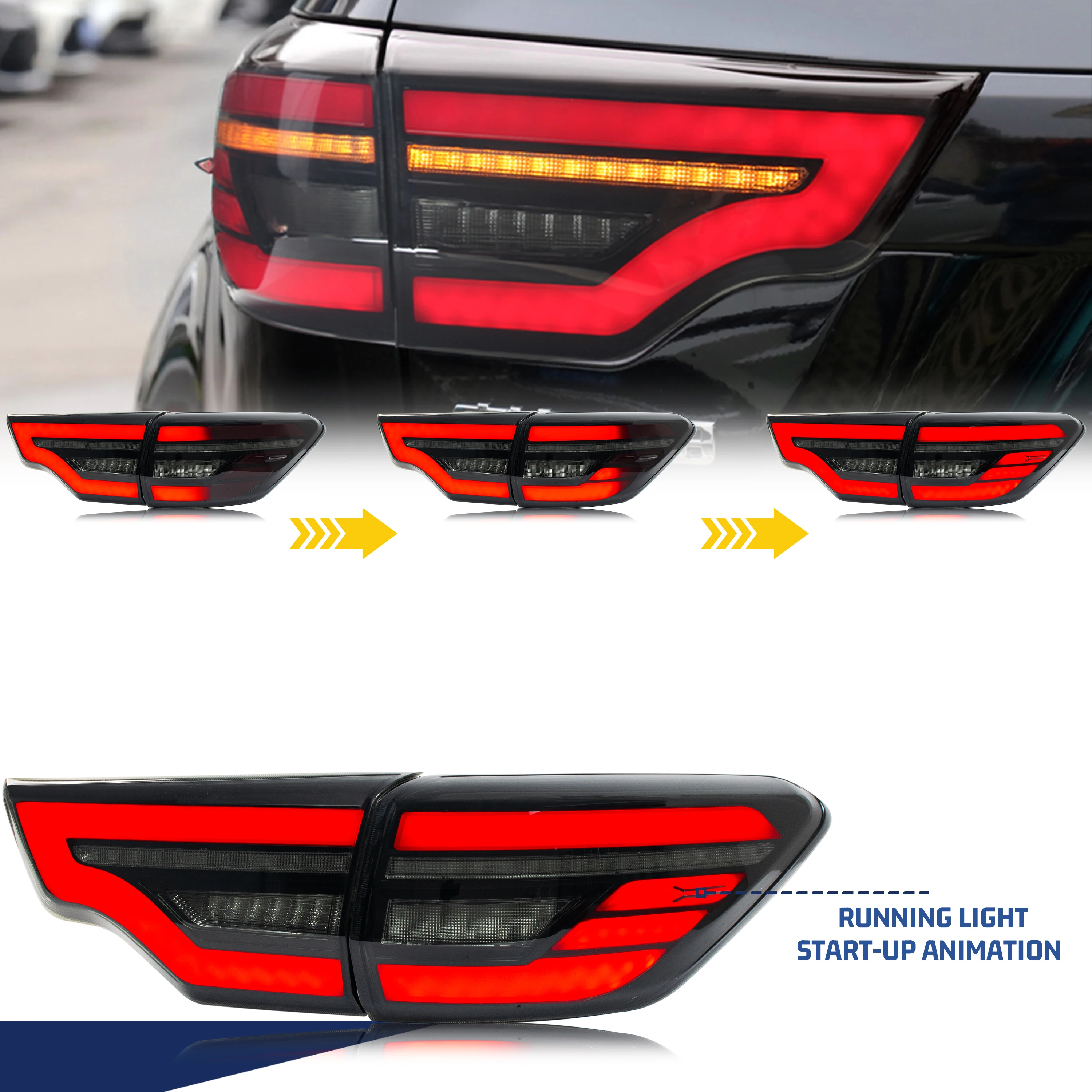 LED Tail Lights for Toyota Highlander 2014-2018 Start up Animation Sequential Indicator Rear Lamps Assembly image 4