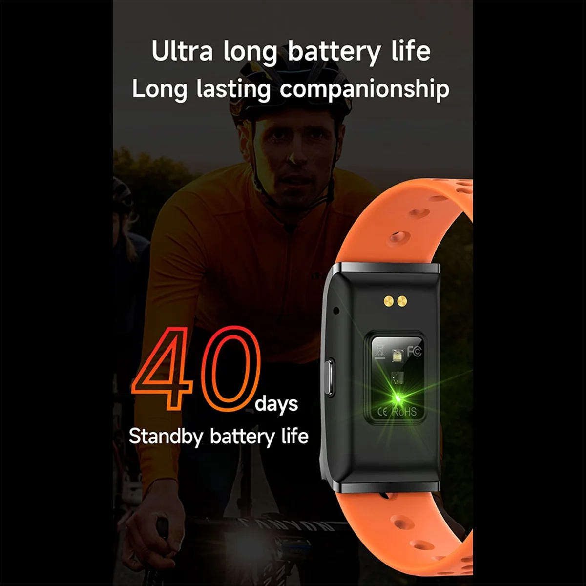 Upgraded Fitness Tracker Wristband, Screenless, Heart Rate Monitor, Orange