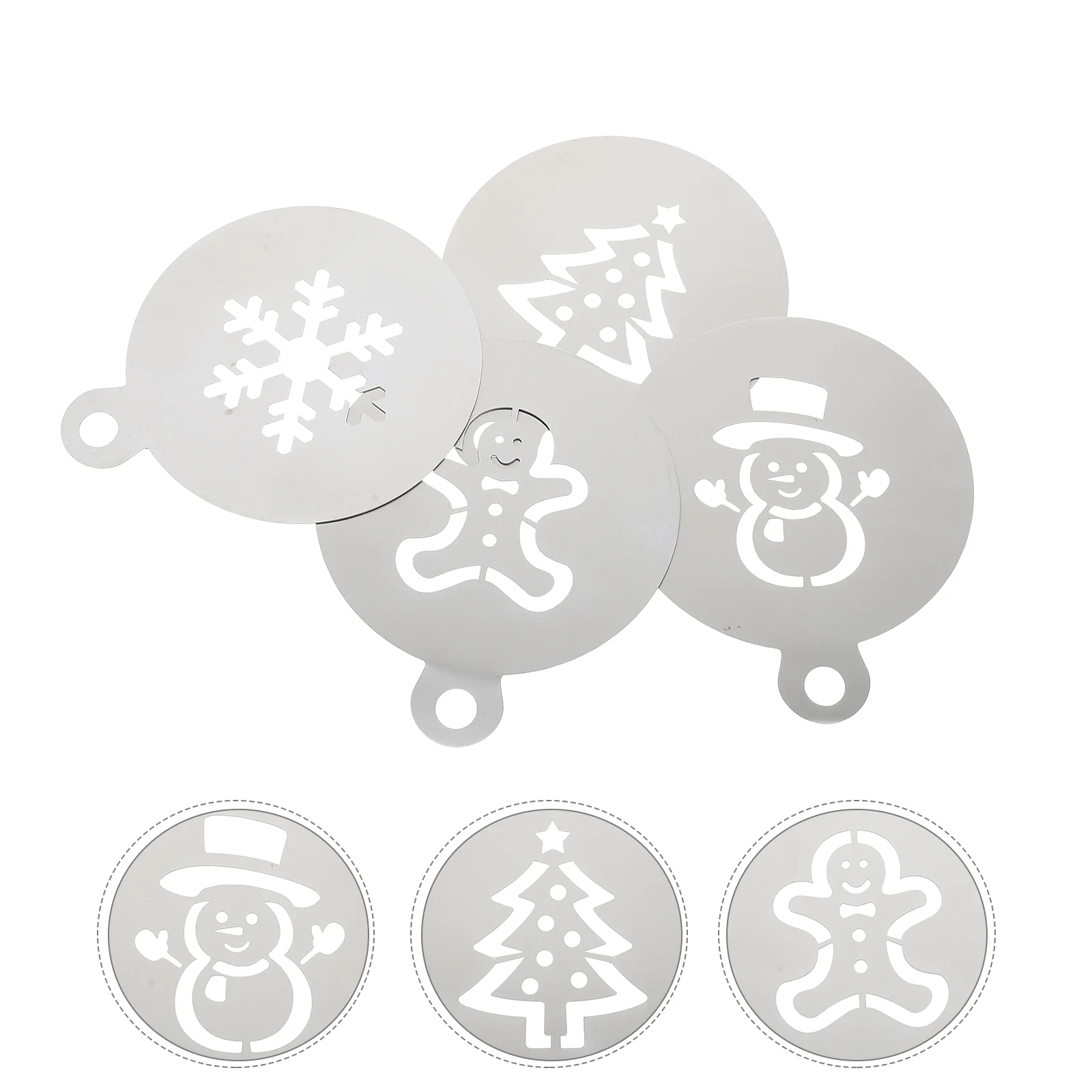 

Baking Stencils Christmas Icing Sieve DIY Drawing Mold Tree Silver Stainless Steel Useful