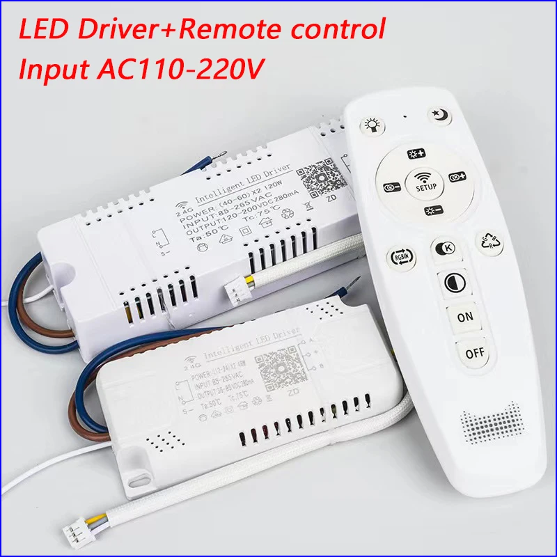 Power Input AC85-265V APP control LED Isolation LED driver 2.4G remote intelligent LED transformer (40-60W)X2 for dimmable color