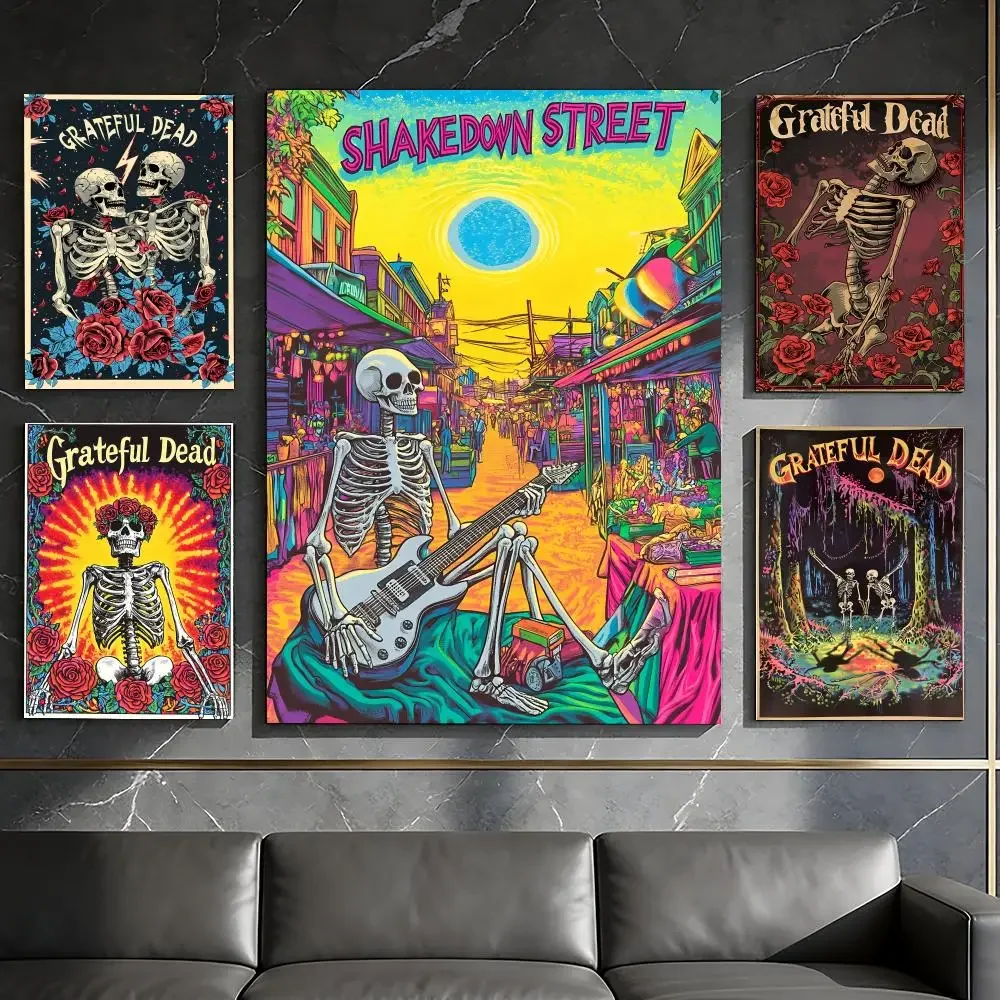 Hot Rock Band G-Grateful Dead Poster Waterproof Peel & Stick Wall Sticker Self Adhesive Art Decor For Living Room Bedroom