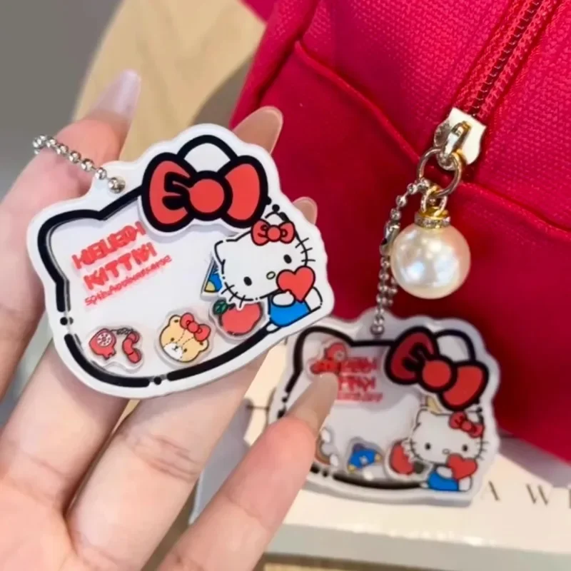 Kawaii Sanrios Hello Kittys Swinging Key Chain Creative Car Keychain Charms Anime Schoolbag Pendant Diy Jewelry Couple Gift