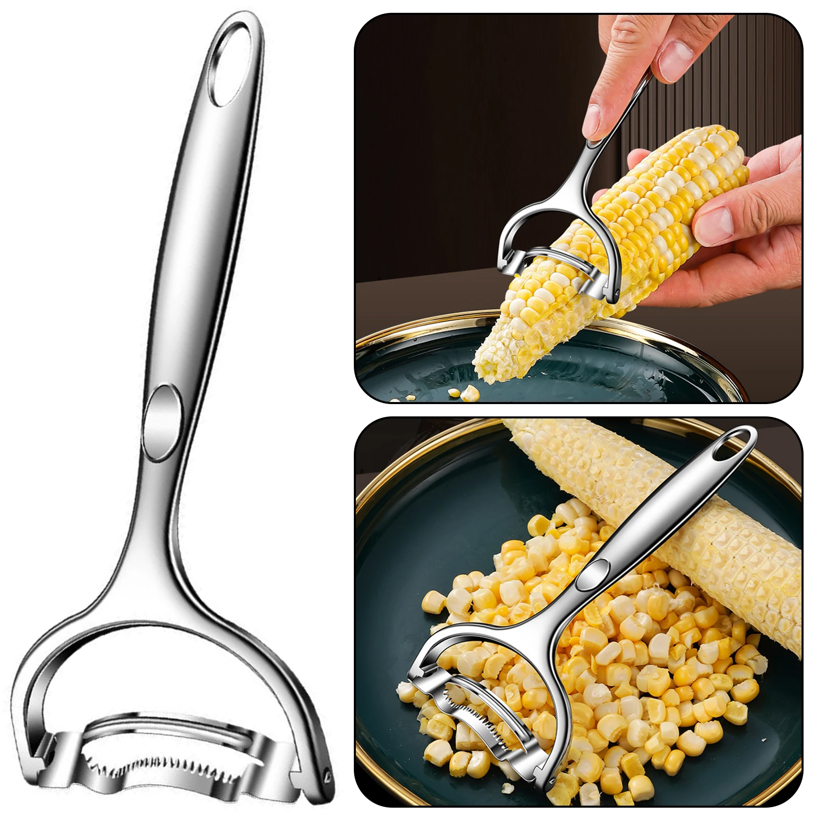 Tainless Steel Corn Peeler With Handle Effortless & Fast Stripping Easy To Clean For Making Fresh-Corn Salad Family BBQ Party