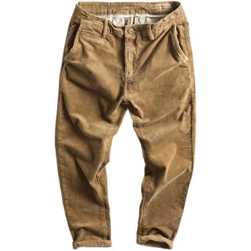 

Trendy Cotton Velvet Work Pants Thi Warm Straight Leg Casual Trousers for Men Winter Season Faionable Youth Sle