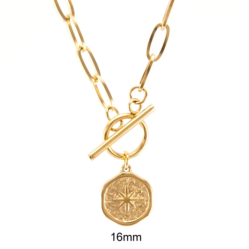 WOMEN Long CHOKER NECKLACE GOLD COLOR Lucky Pole Star Toggle PENDANT NECKLACE collares Stainless steel Jewelry Collier gift