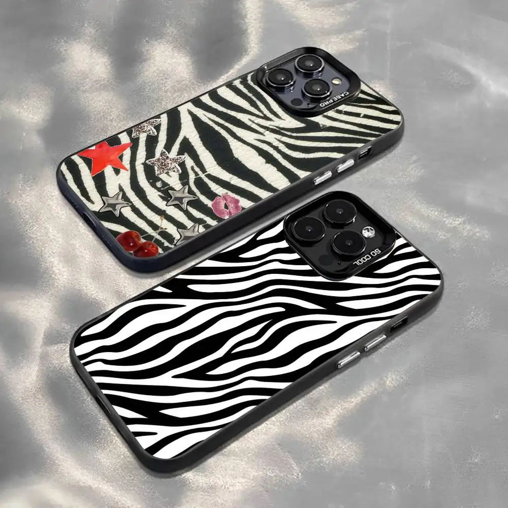 

p-Zebra print Phone Case For iPhone 17,16,15,14,13,12,11 Plus,Pro Max,XS,Colorful Silver Black Cover