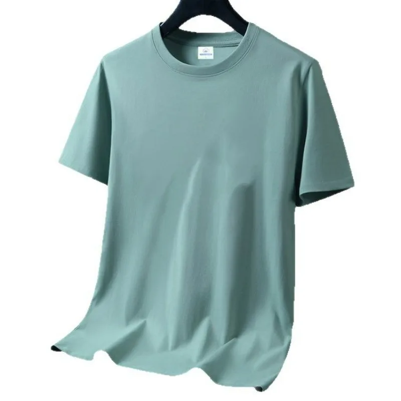 Men's Short-sleeved T-shirt Summer Base Layer Round Neck Versatile Casual Solid Color Large Size T-shirt Trendy Top Comfort New