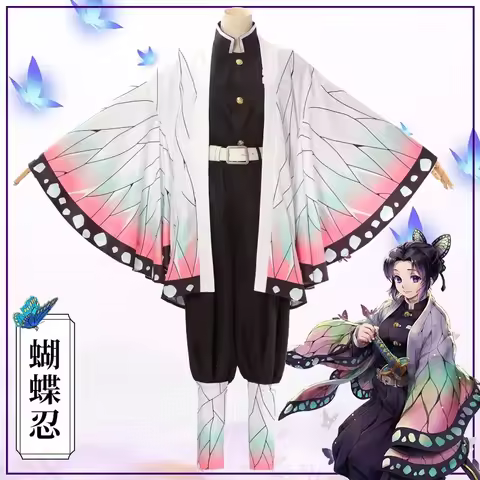 Demon Slayer New Anime Demon Slayer Cosplay Costume Kochou Shinobu Wig Kimono Uniform Kimetsu No Yaiba Haori Cloak Suits