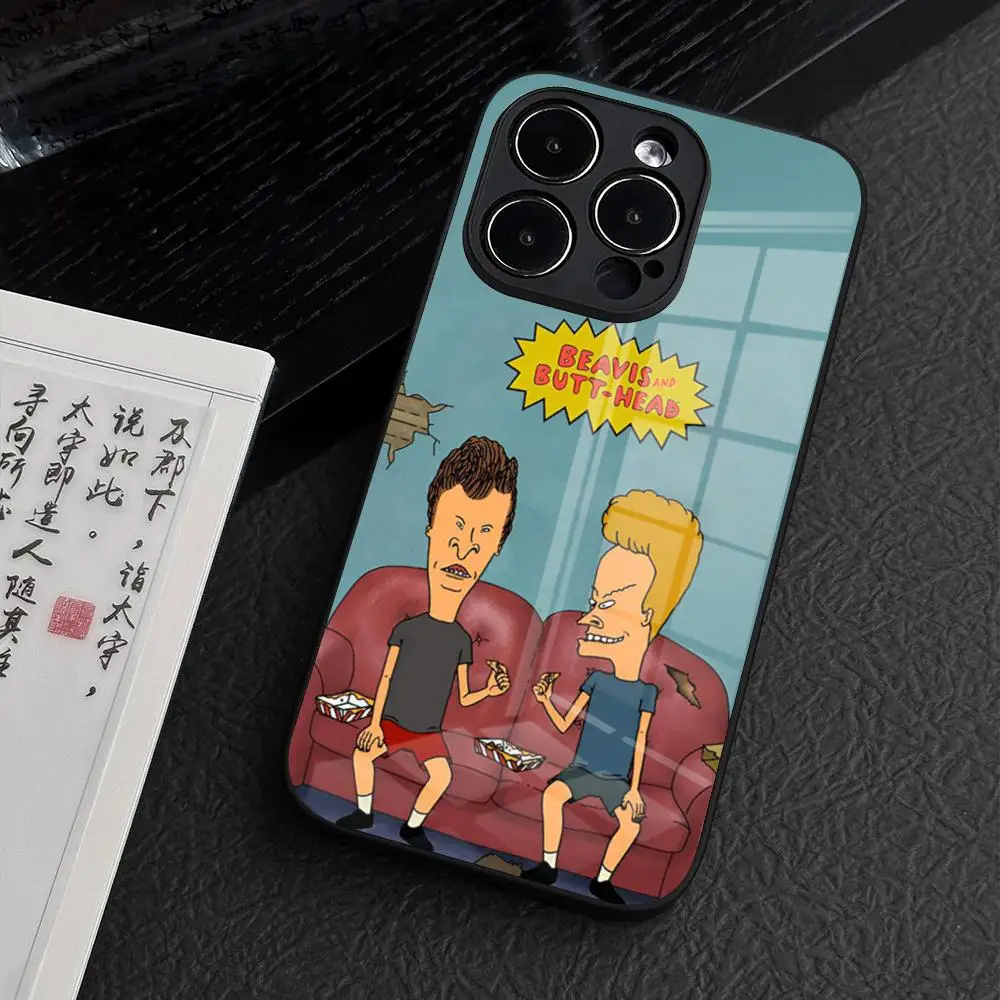 Beavis And Butthead Phone Case for iPhone 15 Pro Max 14 Plus 12 Mini 11 13 14 Pro Max Magsafe Wireless Charge Glass Cover