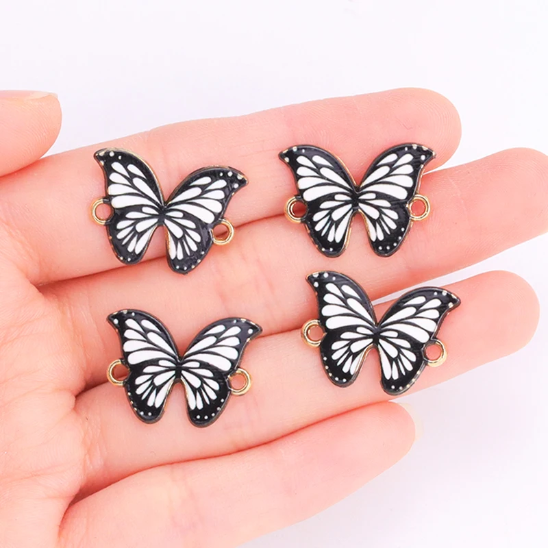 10Pcs 22x16mm Colorful Butterfly Connector Enamel Metal Charms Pendant Necklace Bracelet DIY Jewelry Making Accessories Crafts