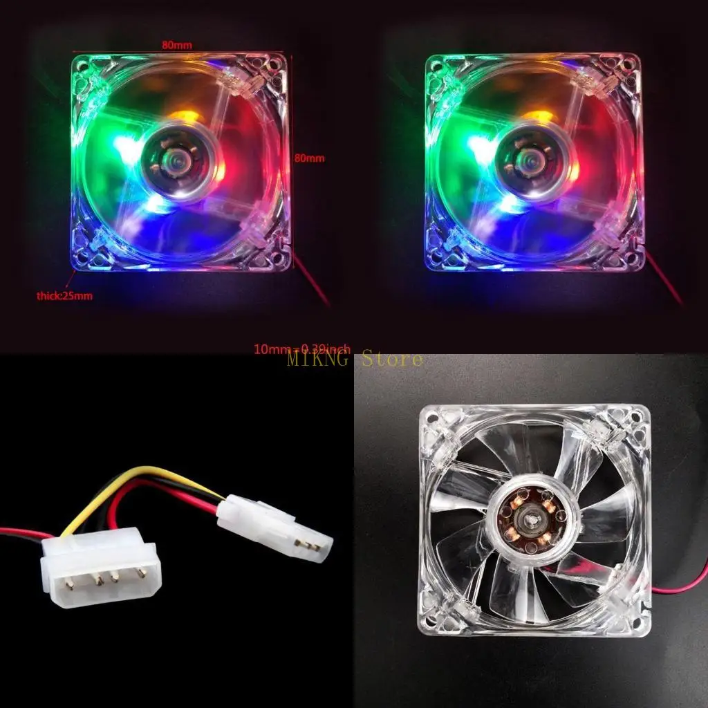 

1PC 8cm Double Aperture Multi-colored Silent LED Computer for Case PC Cooling Fan 12V 4Pin Cooling Fan best sale