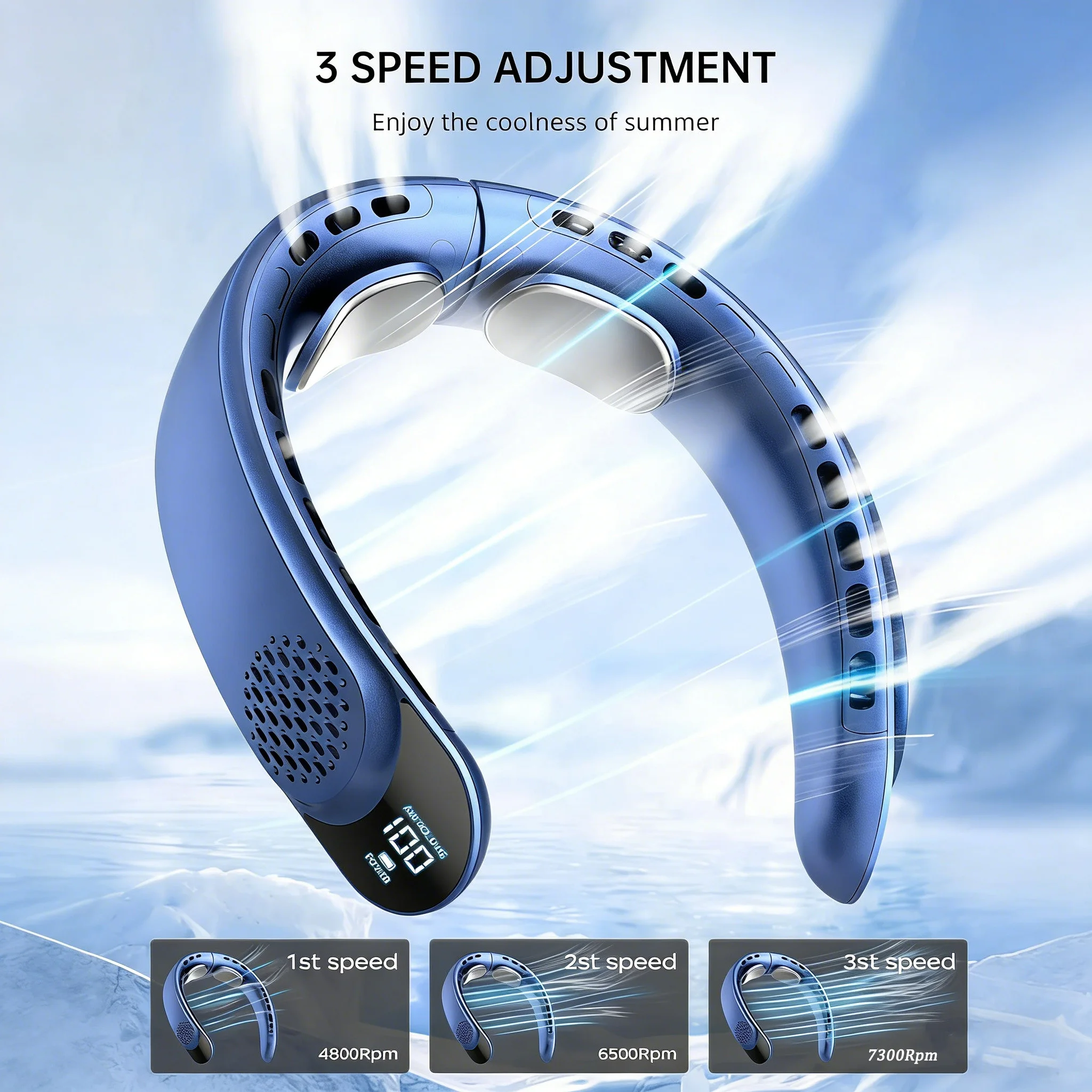 

Новый портативный USB-вентилятор на шею с турбинным безлопастным дизайном, четырехъядерный, с цифровым дисплеем, 4000 мАч, простое управление, для улицы, летний подарок