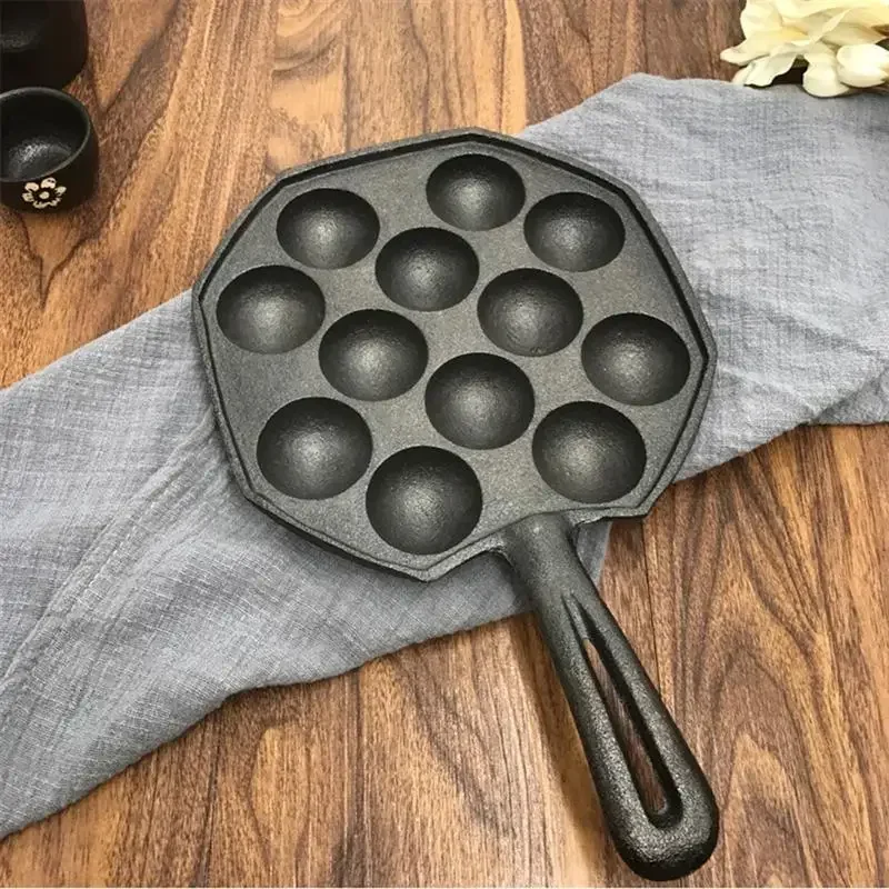 

12 Cavities Takoyaki Maker Grill Pan Molds Cast Iron Octopus Ball Plate Non-stick Baking Forms Mold Tray Kitchen Cooking Tools