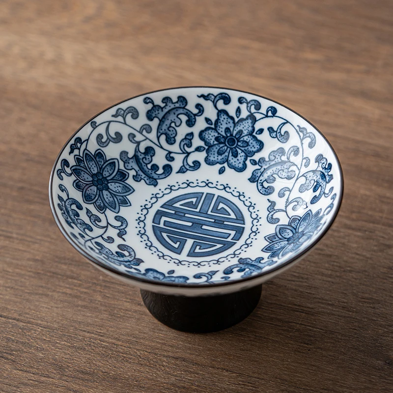 

Blue And White Cerc Tea Sna Plate High Footed Living Room Fruit Tray Chinese Sle Pastry Display Plate Retro Dry Fruit ...