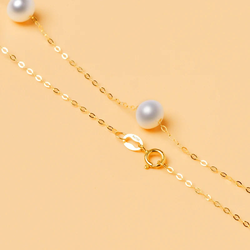 New 18K yellow Gold Pearl Necklace Pendant Natural Freshwater Fine Jewelry Au750 Star party wedding gift for women x233