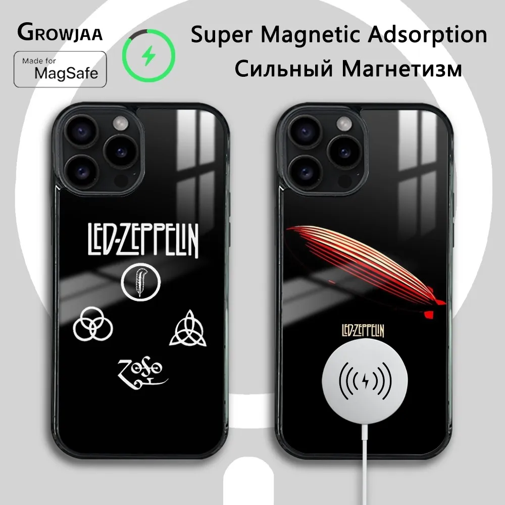 L-Led Band Z-Zeppelin Phone Case For iPhone 16 15 14 13 12 11 Pro Max Plus Mini Magsafe Mirror Wireless Magnetic Cover