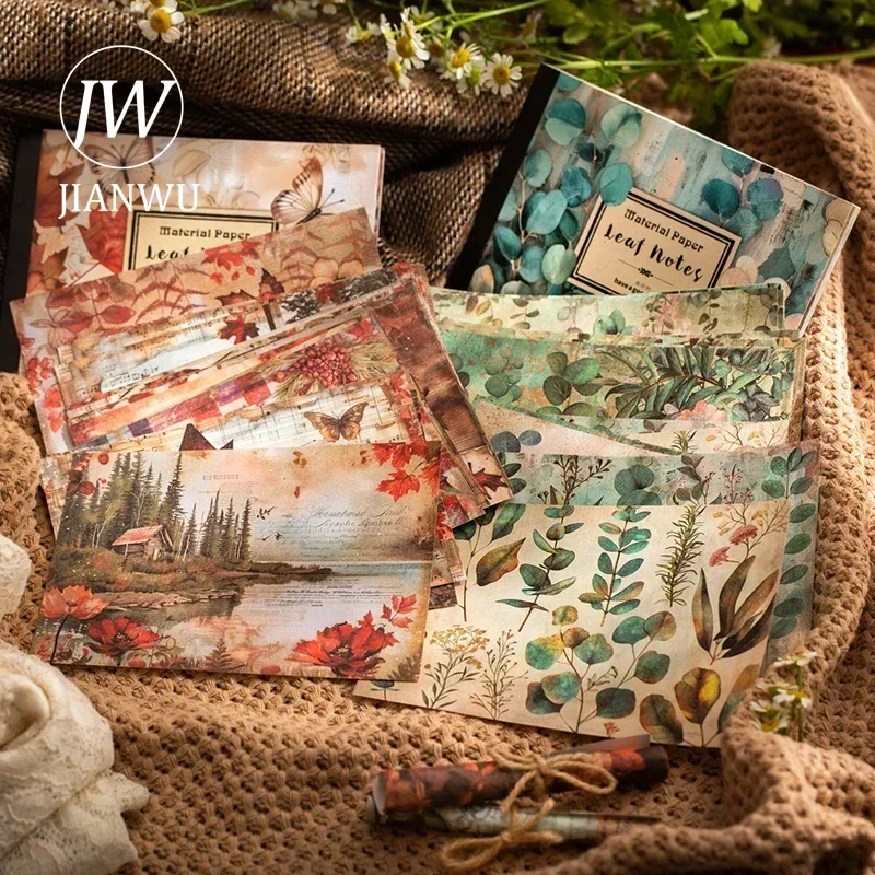 JIANWU Leaf Notes Series Vintage Plant Landscaping Collage Decor Material Paper Creative Junk Journal Scrapbooking Stationery