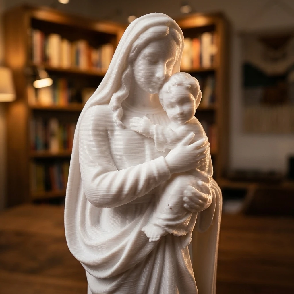 Statue of the Virgin Mary; European-style Jesus Figure Sculpture; Home Decor for Tabletops or Entryways; Minimalist, Artistic,