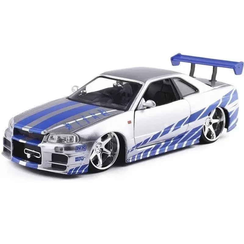 1:24 Scale Fast And Furious GTR-R34 Nissan Skyline Mosquito Car Alloy Metal Diecast Model Toys Vehicles Children Gifts Present