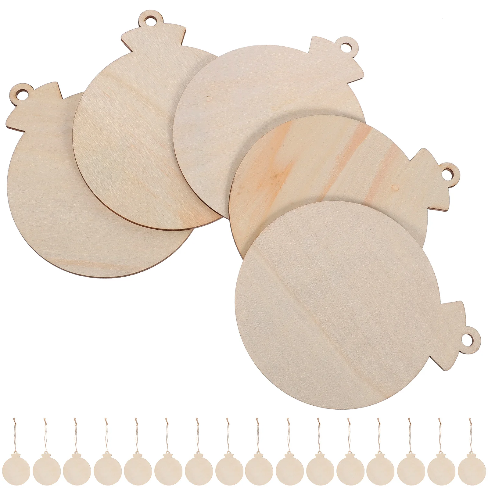 

50pcs Wooden Christmas Cutouts Pre-Drilled Holes Unfinished Blank Wood Slices Natural Rustic Holiday Hanging Diy Crafts For Home
