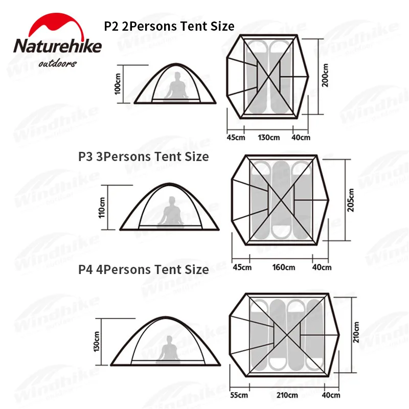 Naturehike 2023 NEW outdoor 2-4 Person Camping Tent Ultralight 2.1kg Portable Hiking Travel family tent Waterproof P2000 UPF50+